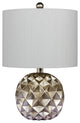 24" Paper Lantern Fold Resin Table Lamp, Silver Foil