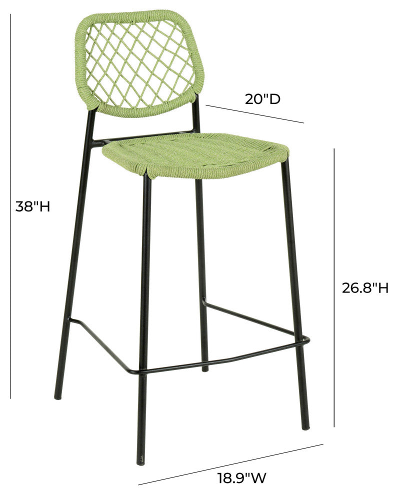 Lucy  Dyed Cord Outdoor Counter Stool, Green
