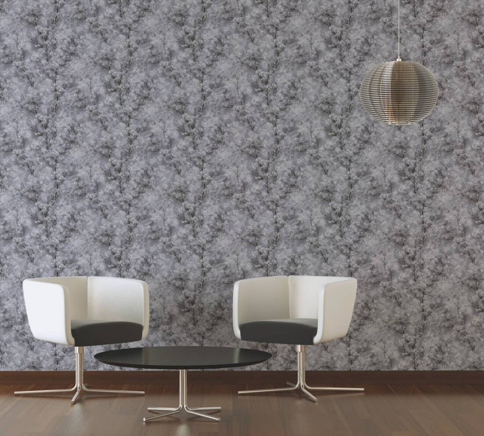Floral Textured Wallpaper Featuring Tree Branches And Leaves, 374201