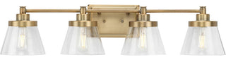 Hinton 4-Light Vintage Brass Clear Seeded Glass Bath Vanity Light