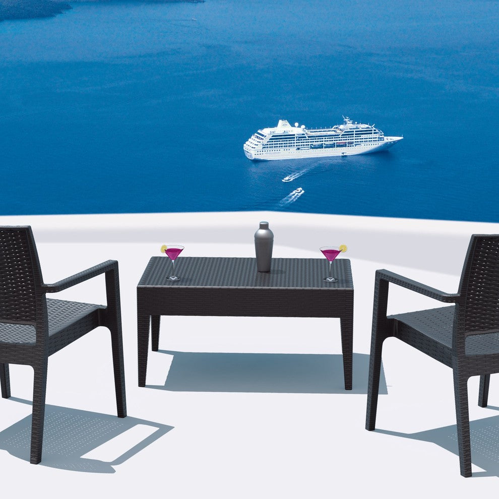 Miami Rectangle Resin Coffee Table, Dark Gray