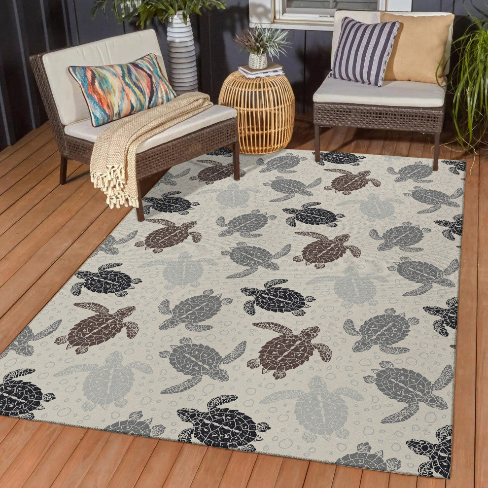 Indoor/Outdoor Seabreeze SZ13 Beige Machine Washable 8' x 10' Rug