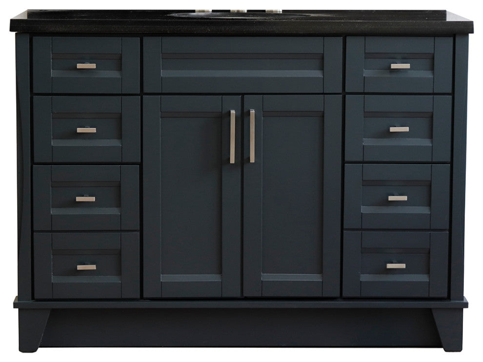 49" Single Sink Vanity, Dark Gray Finish With Black Galaxy Granite