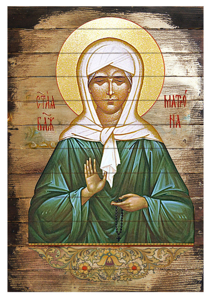Icon Matrona Plaque Wall Art On Wood, 16 Inch
