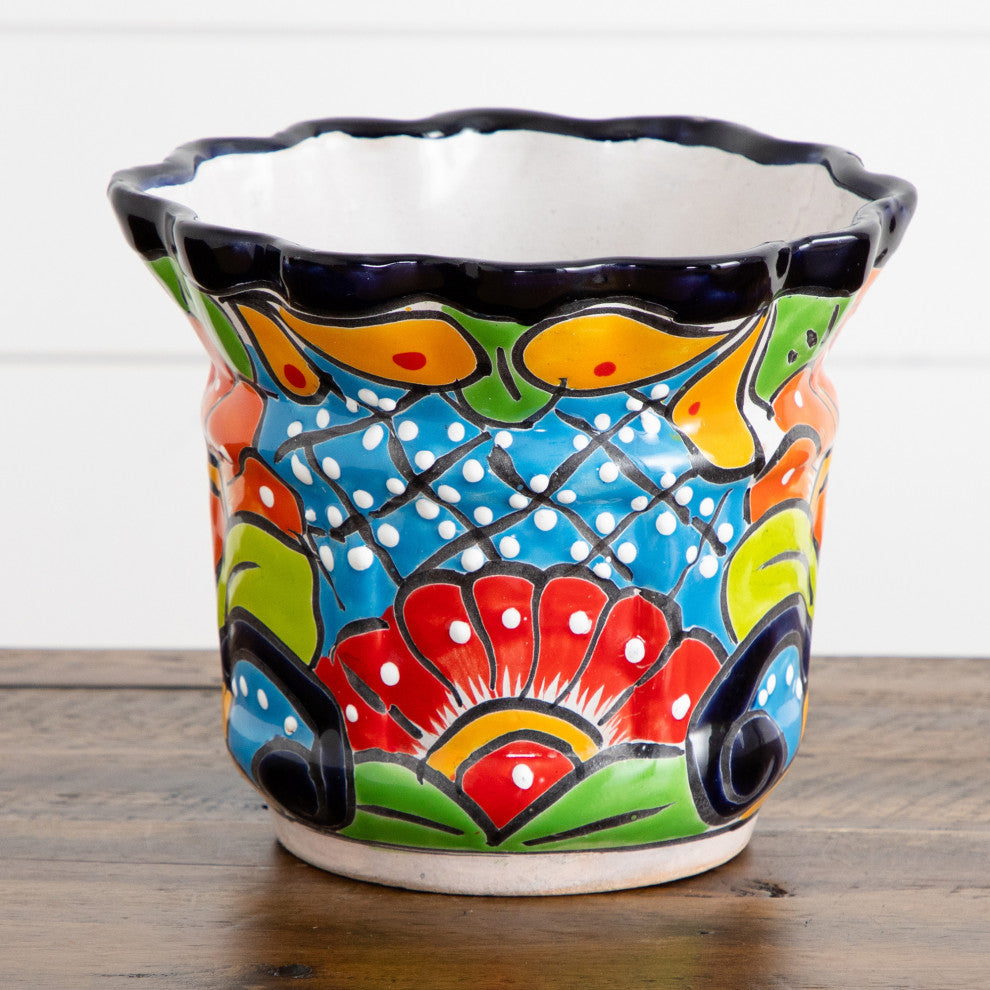 7in. x 8in. Handmade Mexican Talavera Ceramic Planter