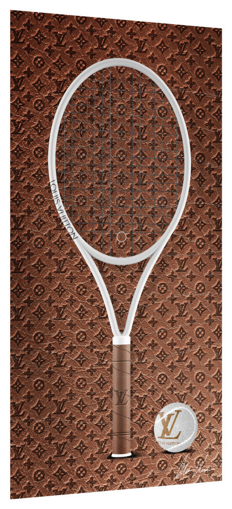 "Louis Vuitton Vibes Racquet" Frameless Floating Tempered Glass Panel Wall Art