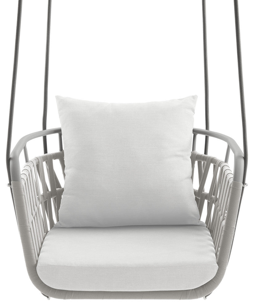 Kaliah Outdoor Patio Aluminum Swing Chair, Light Gray White