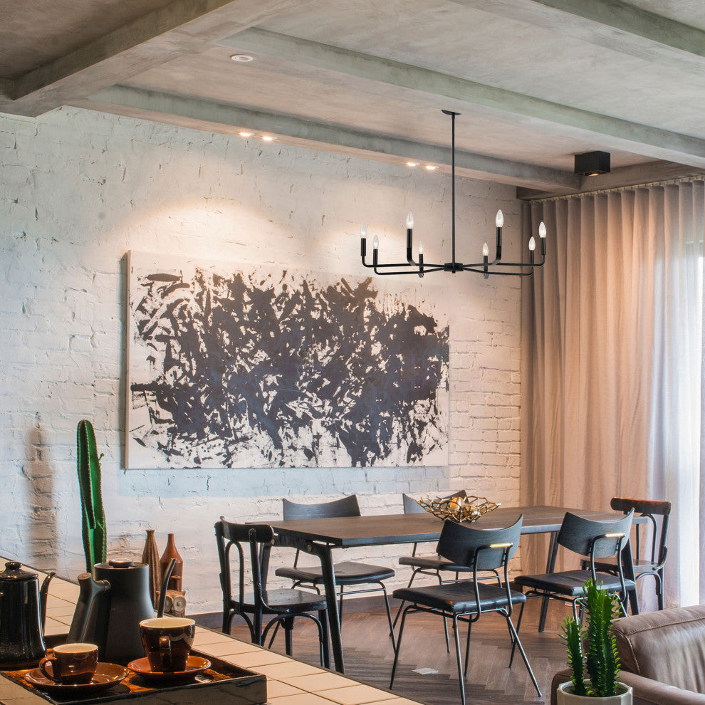 Colette Contemporary 8 Light Matte Black Metal Chandelier