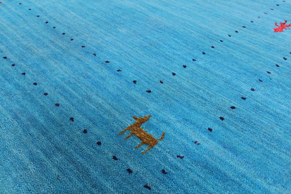 9' Square Hand-Knotted Persian Gabbeh Rug Q7028