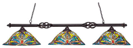 Toltec Lighting Elegante 3-Light Billiard Light, 19", Kaleidoscope