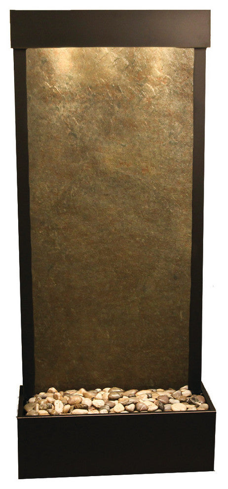Harmony River Flush Mount Water Fountain, Green Featherstone, Antique Bronze