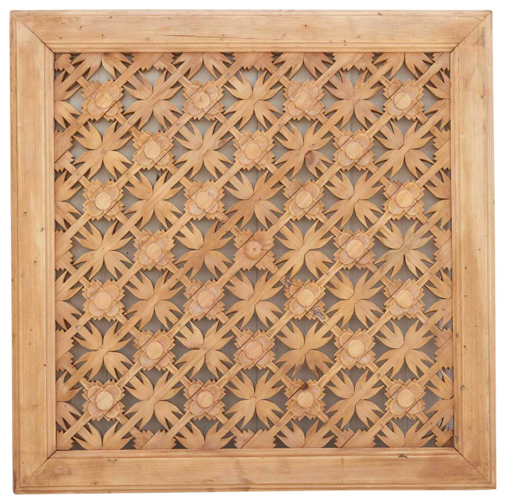 Finely Carved Mongolian Floral Window