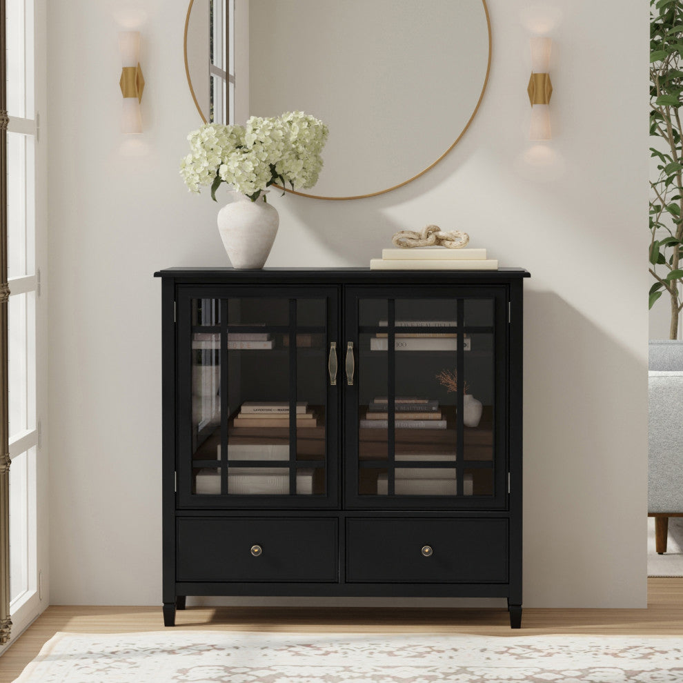 Connaught Solid Wood Tall Storage Cabinet, Black