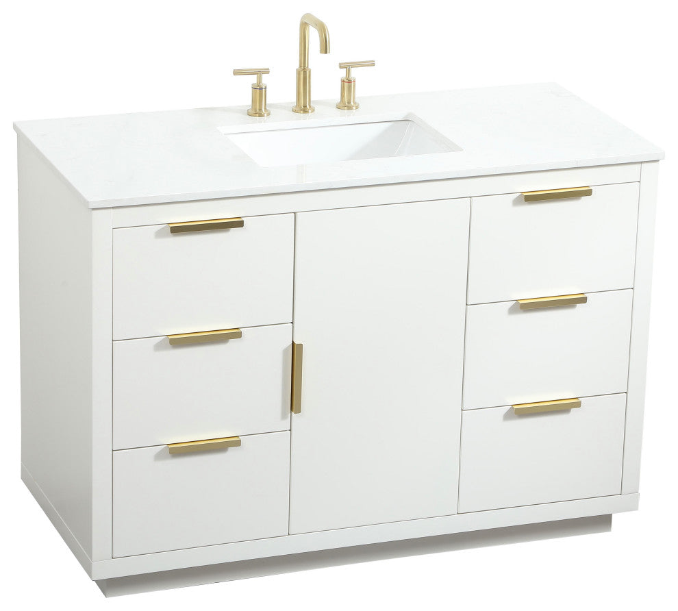 Bethany Single Bathroom Vanity, White, 48"
