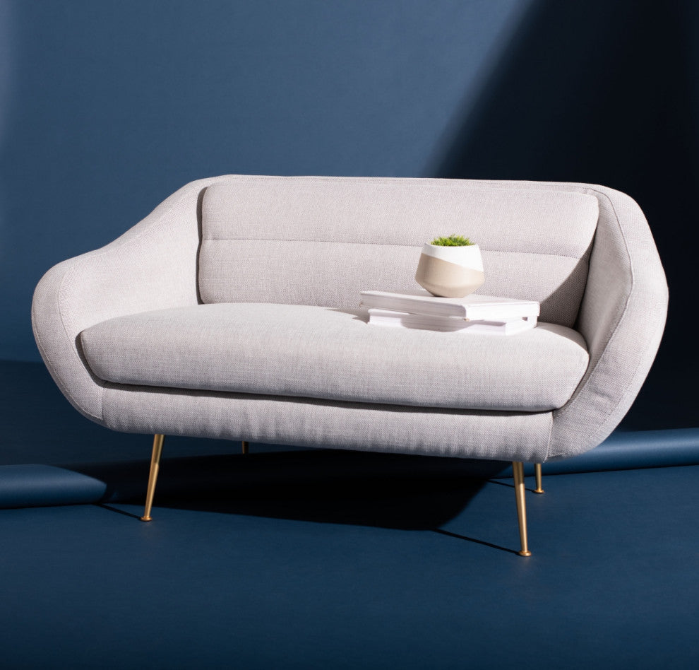 Safavieh Couture Belladonna Mid-Century Loveseat, Light Grey