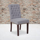 Light Gray Fabric Parsons Chair With Nail Head Trim and Walnut Finish