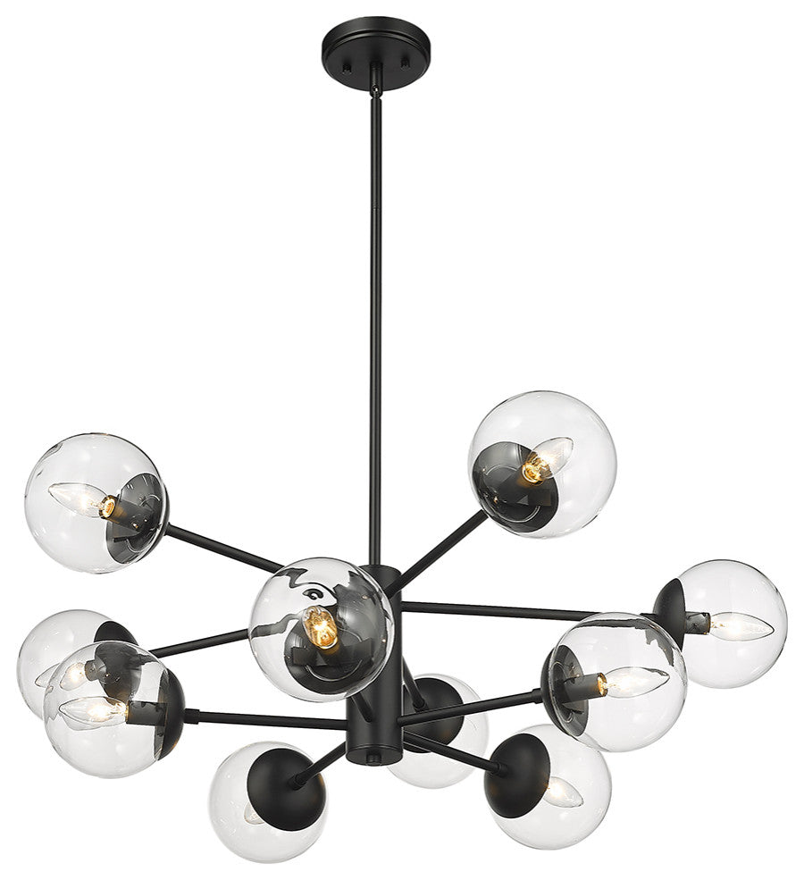 10 Light 36" Matte Black Chandelier