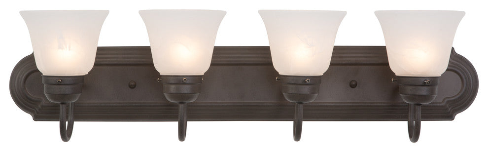 4-Lights Vanity, Dark Brown And Satin Nickel Finish, Dark Brown