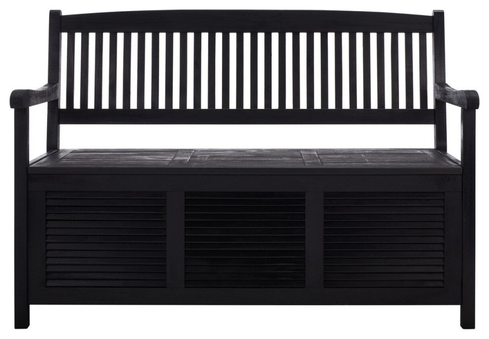 Safavieh Outdoor Brisbane Storage Bench Black
