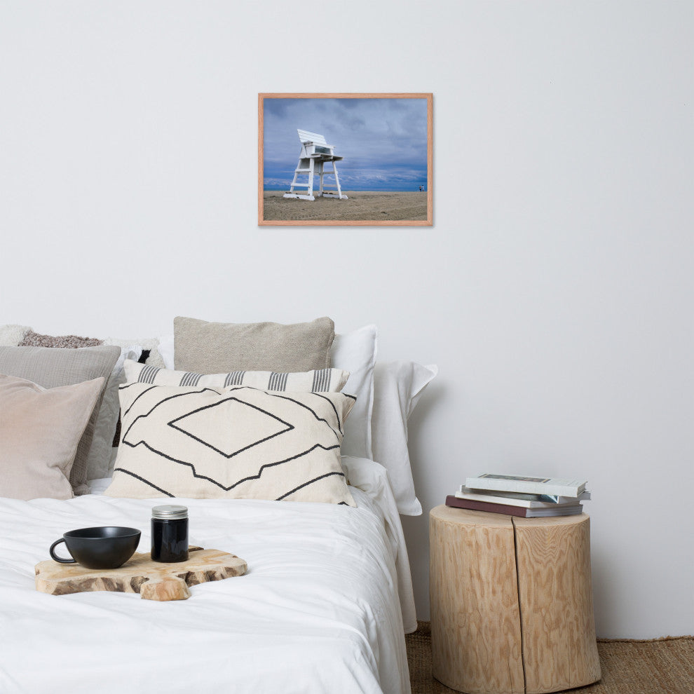 Approaching Storm Landscape Photo Paper Coastal Art Framed Wall Art Print, Red Oak, 18" X 24"