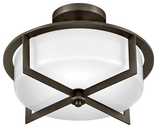 Hinkley 15.25" Baxley Semi-Flush Ceiling Light - Black Oxide + Cased Opal