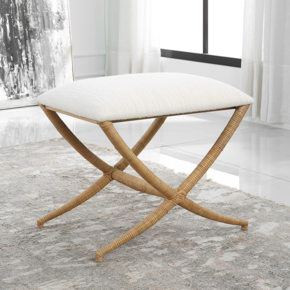 Uttermost 23751 Expedition 24"W Bench - White / Woodtone