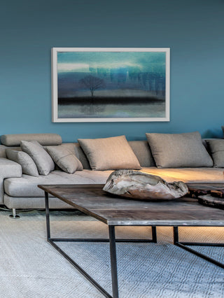"Mystic Teal" Framed Painting Print, 24"x16"