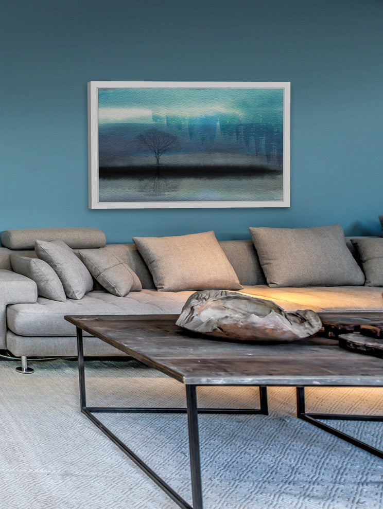 "Mystic Teal" Framed Painting Print, 24"x16"