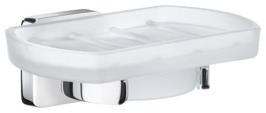 Ice Holder With Frosted Glass Soap Dish, Polished Chrome