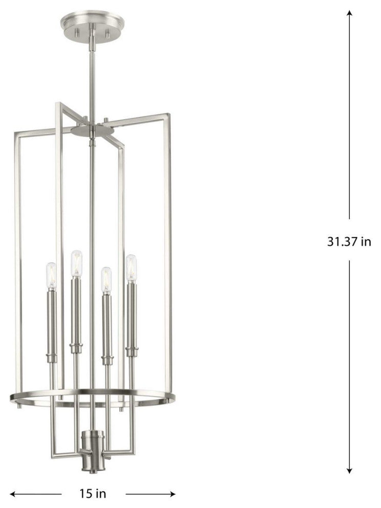 Elara Collection Four-Light Brushed Nickel Chandelier Foyer Light
