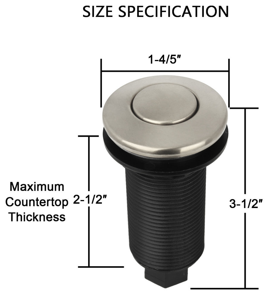 Copper Garbage Disposal Air Switch With Air Hose 5 Years Warranty, Brushed Nic