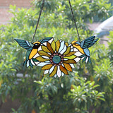 Chloe Lighting Soar Tiffany-Style Green Animal/Floral Design Window Panel