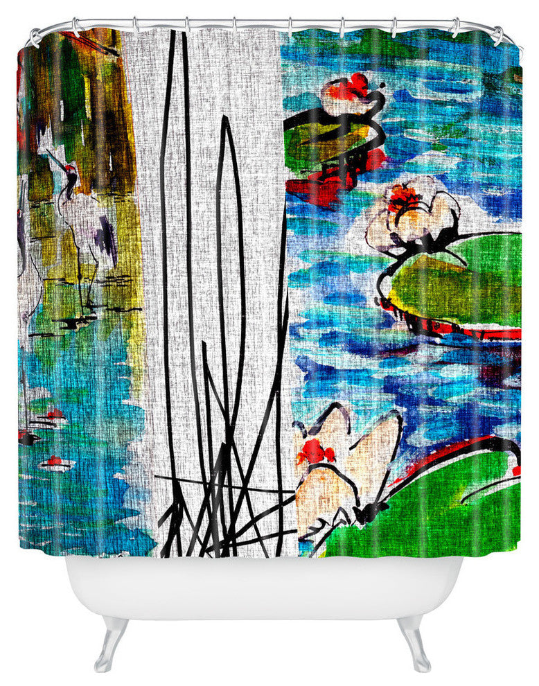 Ginette Fine Art Red Crowned Cranes Shower Curtain, 72"x69"