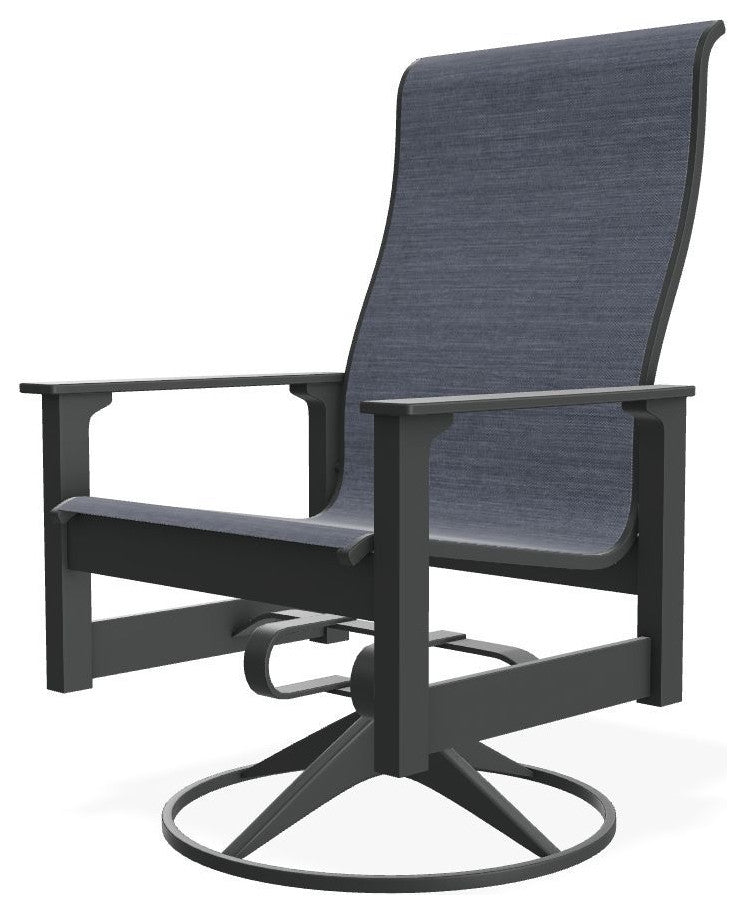 Leeward Sling Outdoor Swivel Rocker, Augustine Denim/Graphite