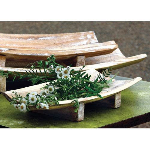 Set of 3 Rectangle Curved Wooden Bowls