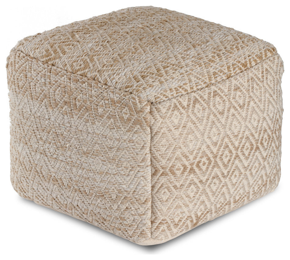 Cherokee Tawny 22"x22"x17" Brown/Beige Pouf