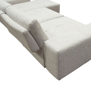 Jazz Modular 3-Seater Chaise Sectional Backrests in Light Brown Fabric