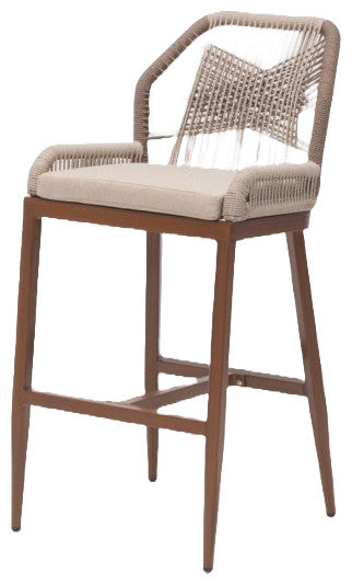 Indoor/Outdoor Weather Proof Bar Stool, 25' Counter Height Stool 2-Pieces Brown