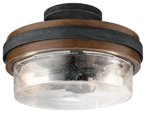 Semi Flush 2-Light, Auburn Stained Finish