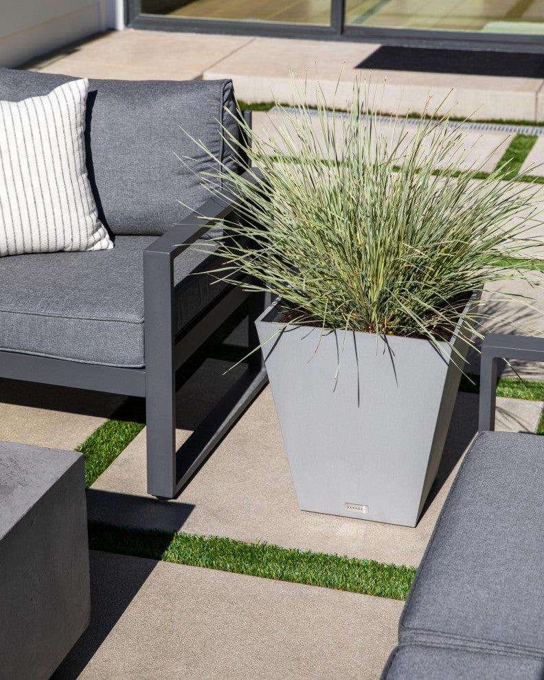 Nobleton Square Planter, Grey, 22 Inch, 2 Pack