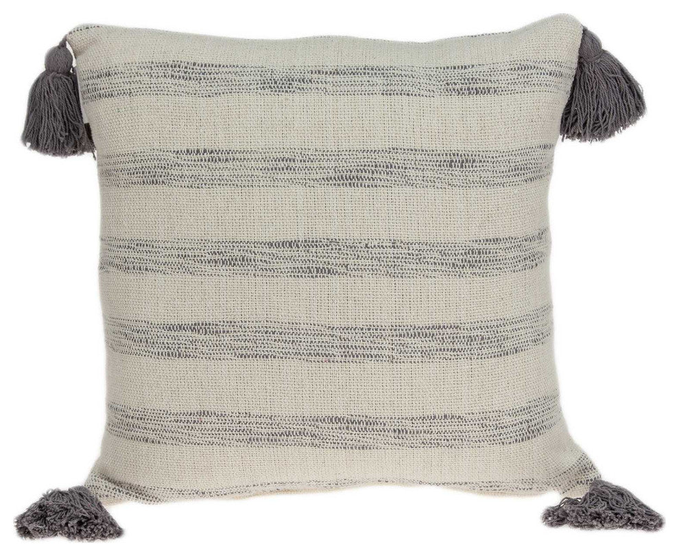 HomeRoots 18" x 7" x 18" Transitional Beige Solid Pillow Cover With Poly Insert