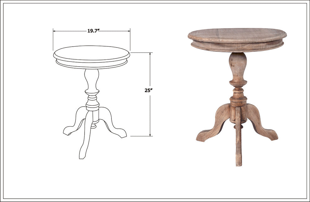 East at Main Blackford Brown Rubberwood Round Accent Table