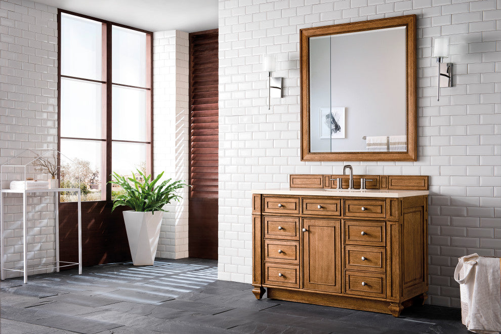Bristol 48" Vanity, Saddle Brown, Eternal Marfil Quartz Top