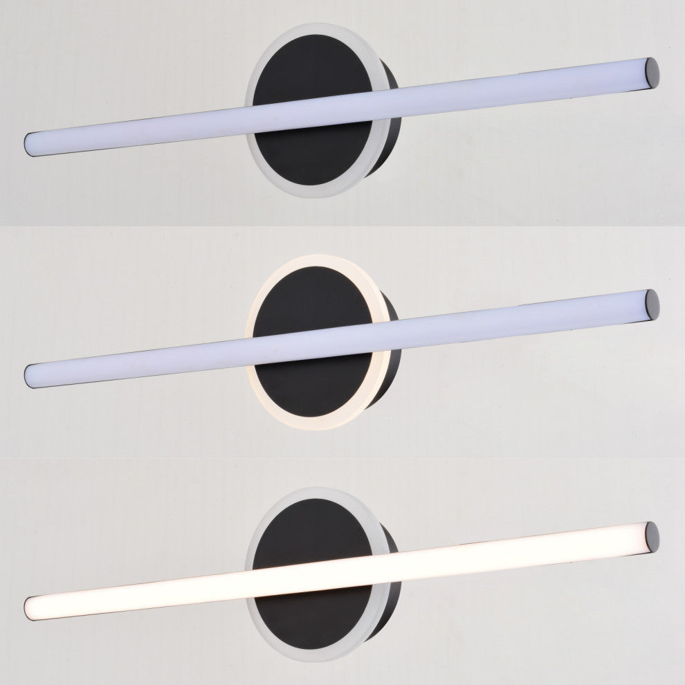 Whittier 23.75" LED Black Bathroom Vanity Wall Light With Night Light