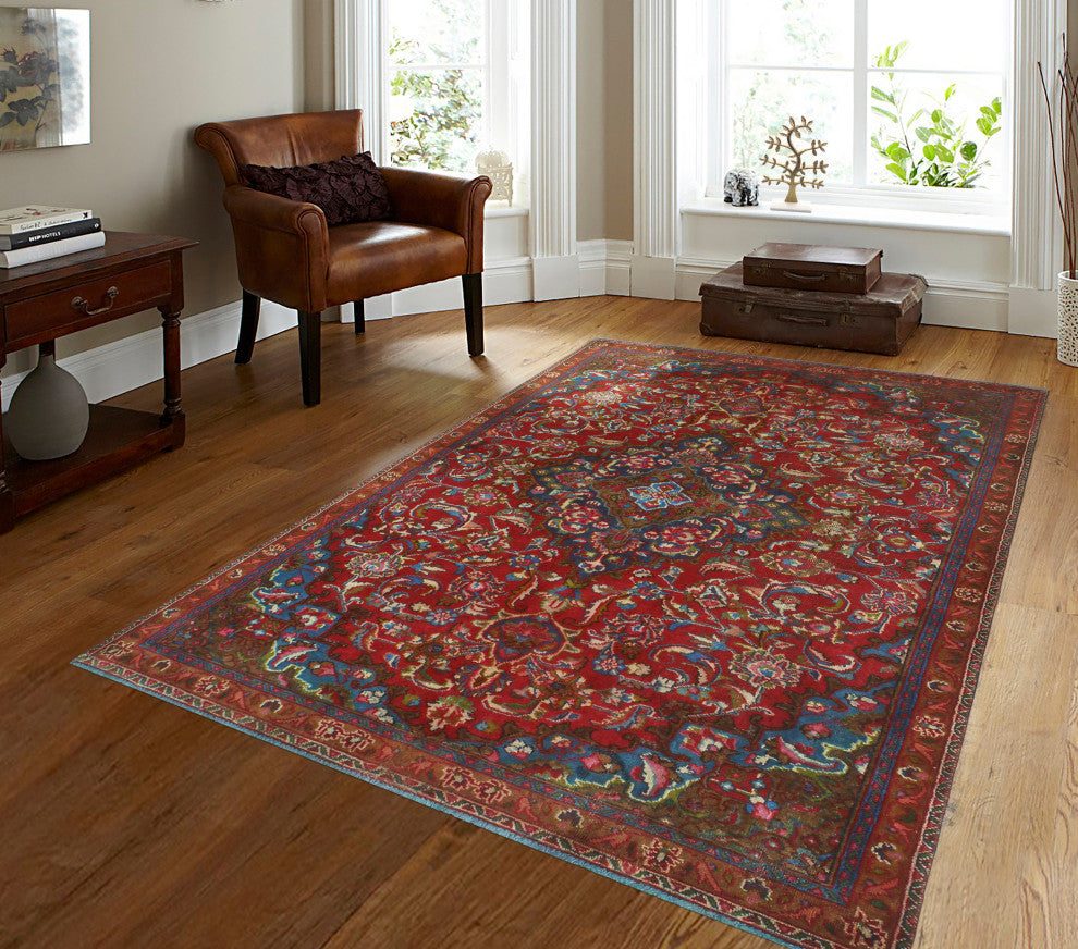 Fine Vintage Distressed Donny Red/Brown Rug, 4'8 x 7'3
