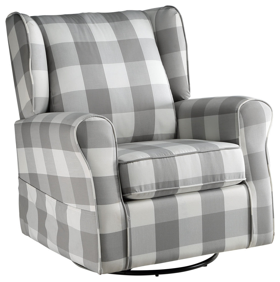 ACME Patli Swivel Chair With Glider, Gray Fabric