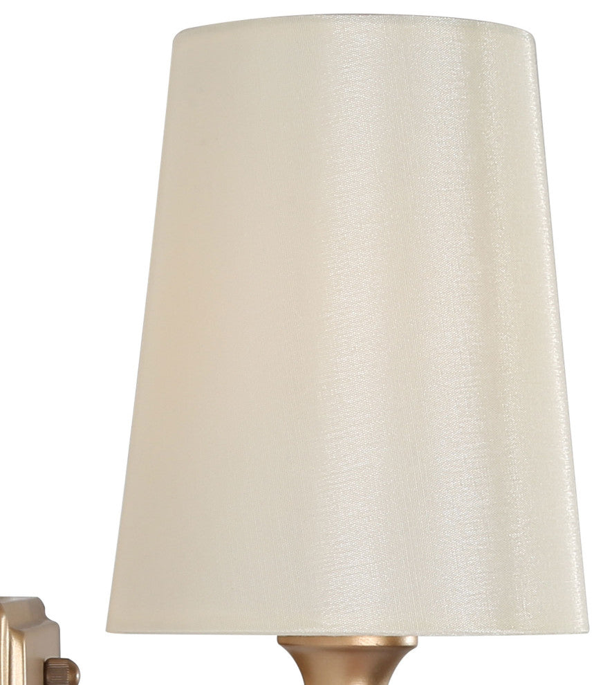 LALUZ Matte Gold with Fabric Shade Modern Bathroom Vanity Light, 2-Light
