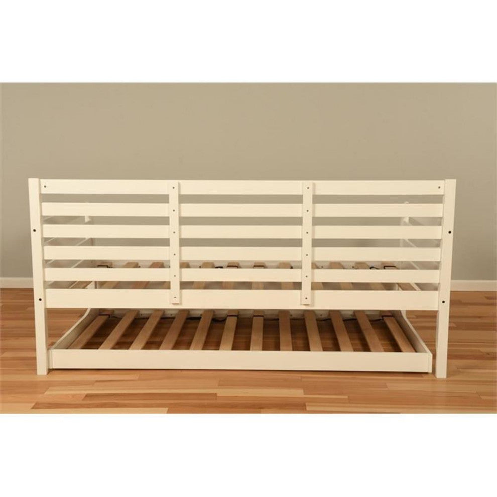 Kodiak Furniture Boho Daybed and Trundle in White with Linen Stone Mattresses