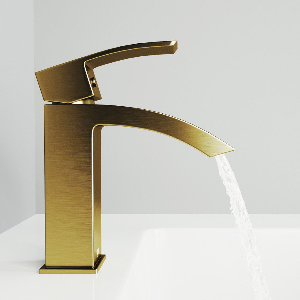 VIGO Satro 7" H Single Handle Single Hole Bathroom Faucet, Matte Brushed Gold