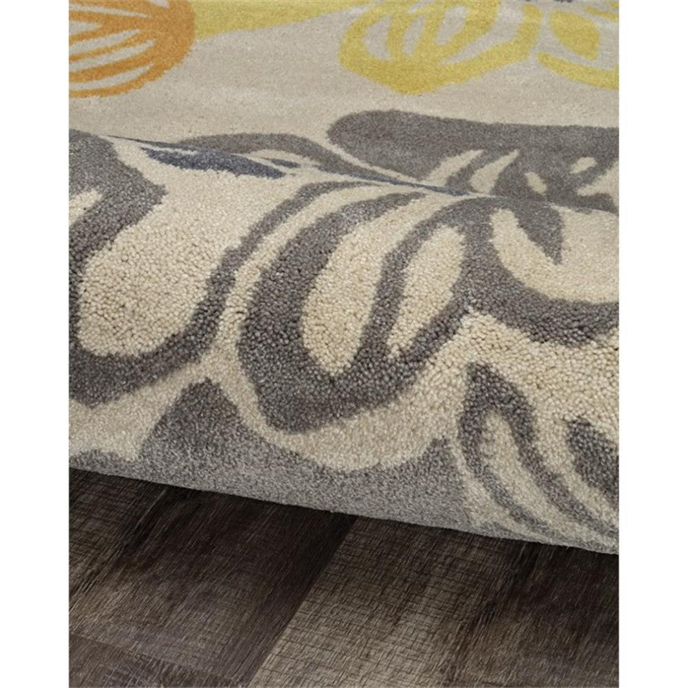 Linon Trio Benton Hand Tufted Polyester 5'x7' Rug in Gray